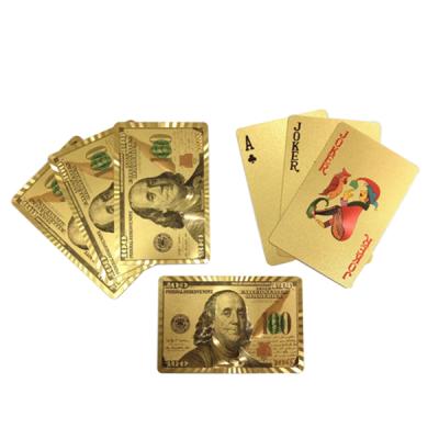 China Wholesale Plastic 24k Gold PET USA Dollar Playing Cards Poker Cards Gold Plastic Playing Poker for sale