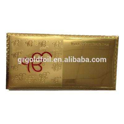 China gold leaf & Red PET 24k Gold Foil Envelope Silver Gift Envelope Package Embossed Wedding Invite Envelopes for sale