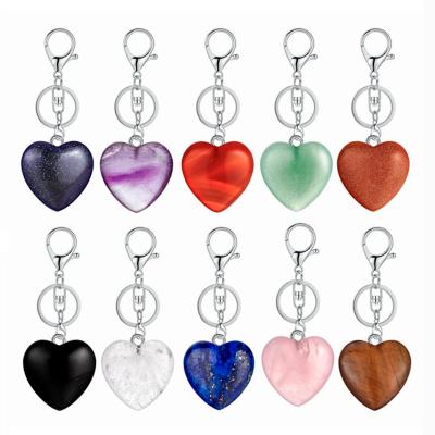 China Crystals Stone Keychain Keyring Heart Pendant Key Chain Key Ring For Women Teen Girls for sale