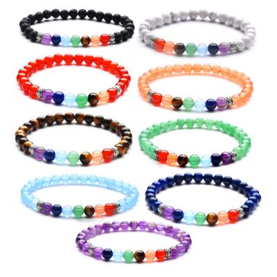 China Red Agate Tiger Eye Stone Bracelet 7 Chakra Bracelets Amethyst Yoga Stone 6mm Natural Stone FASHIONABLE for sale