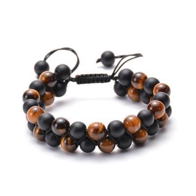 China CLASSIC Natural Stone Black Bracelet Lava Rock Gemstone Yoga Essential Oil Tiger Eye Bracelet Men and Women Bracelets for sale