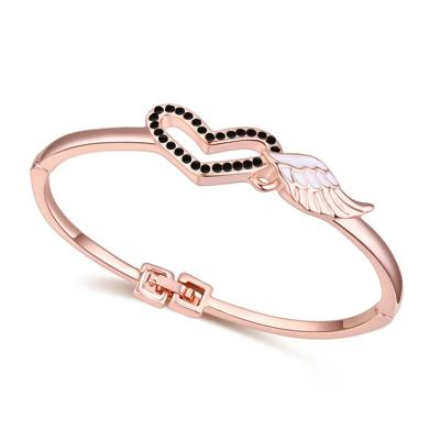 China Fine Jewelry of Maverick Woman Girls Angel Wing Crystal Heart Fashion Bracelets Alloy FASHIONABLE romantic brand of bracelet for sale