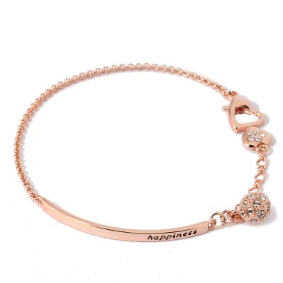 China Personalized Simple Rose Gold Romantic Letter Zircon Jewelry Bracelet Micro Adjustable Bangle Set Women's Jewelry for sale