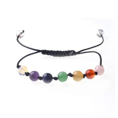 China TRENDY 7 Chakra Gemstone 8MM Round Beads Hand - Woven Friendship Bracelet for sale