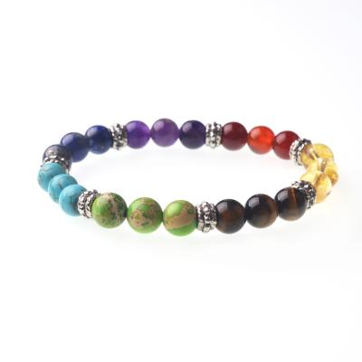 China BOHEMIA JOYA GIFT 7 Chakras Bracelet Reiki Healing Round Beads for sale