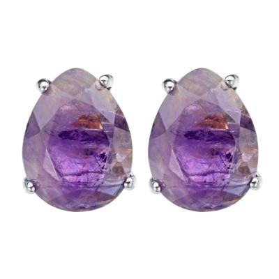 China CLASSIC Natural Stone Earrings Jewelry Water Drop Cut Amethyst Tiger Eye Green Aventurine Crystal Earrings for sale