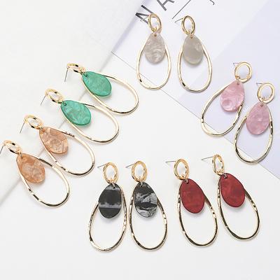 China FASHIONABLE Geometric Drop Shaped Gold Flat Dangle Acrylic Alloy Women's Earrings Jewelry Gifts for sale