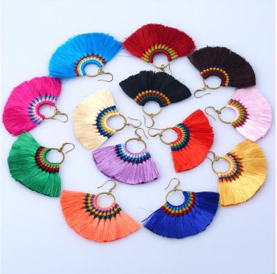 China 2018 Factory Direct Supplier Boho Cactus Tassel Fan Fringe Tassel Earrings for sale