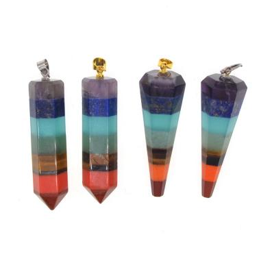 China FASHIONABLE 7 Chakra Reiki Beads Crystal Cone Pendant Pyramid Gemstone Healing Point Jewelry Necklace Stone Jewelry for sale