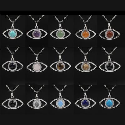 China FASHIONABLE Evil-Eye Natural Crystal Necklace Gemstone Pendant Christmas Gift For Woman Girls for sale