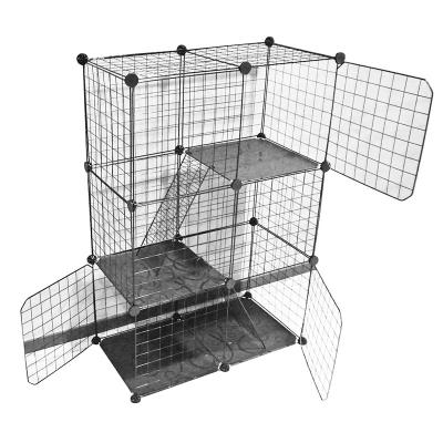 China Wholesale Sustainable DIY Metal Cat Pet Indoor Large Folding Cage For Cat Dog for sale