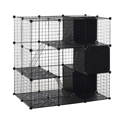 China Sustainable Pet Playpen Animal Cage With Door And Storage Shelf For Cats Chinchillas And Pet Minks for sale