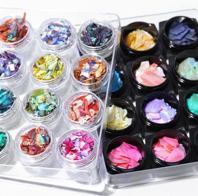 China Magic Shell JIAXI ab Color Natural Shell Slice Irregular Mixed Shell Piece For DIY Nail Art Decoration for sale