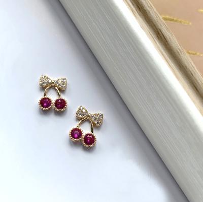 China Luxury Nail D Nail Art Gold Color Cherry Zircon Cherry Nail Art Charms for sale