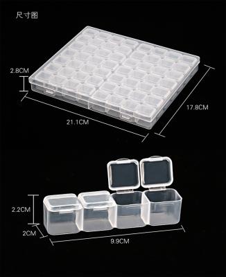 China ABS 56 Slots Nail Art Jewelry Storage Box Transparent Plastic 56 Grids Nail Art Display Case for sale