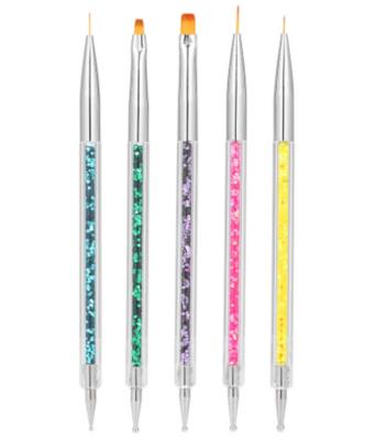 China Dotting Pen 5pcs/set Glittering Handle Drawing Painting Dotting Coating Nail Brush Heads Double Nail Art Pen for sale