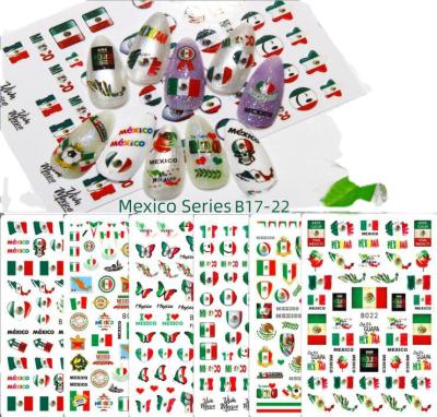 China Fashionable XF Series National Flag Nail Stickers Mexico Flag Nail Stickers for sale