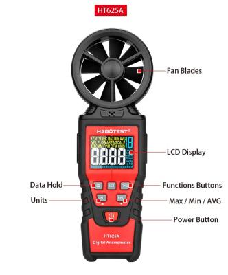 China Habotest HT625A Digital Portable Handheld Anemometer for 9999 CFM 197 x 60 x 33mm Air Volume Tester for sale