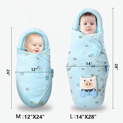 China PORTABLE Super Soft Baby Wrap Adjustable Baby Blanket Boy Cotton Wrap Wrap And Hat for sale