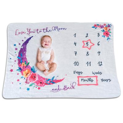 China Hot Selling Amazon Therapy Flannel Fleece Blanket Baby Milestone Blanket Super Soft Monthly Newborn Photo Taking Blanket for sale