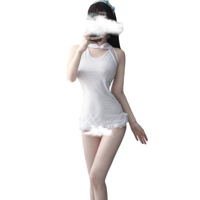 China New fashion lace white transparent female sexy short skirt sexy temptation underwear set for sale