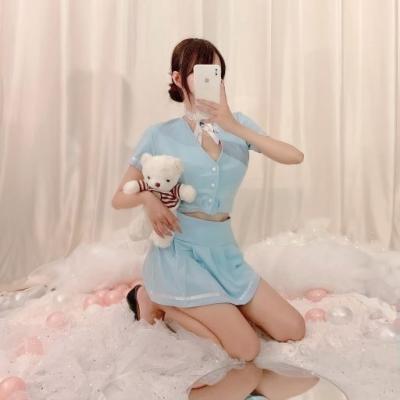 China New women's role-playing game women's sexy temptation underwear set comfortable blue skirt sexy uniform for sale