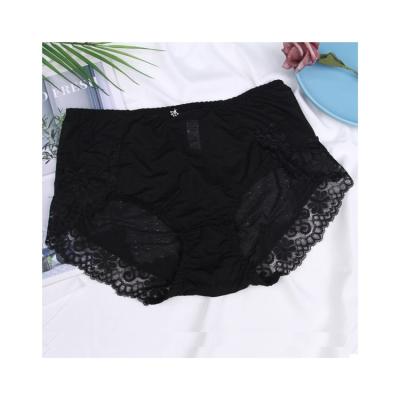 China Antibacterial Breathable Black Waist Cavity Women's Fashion Style Sexy Panties Lace Low Waist Brief for sale