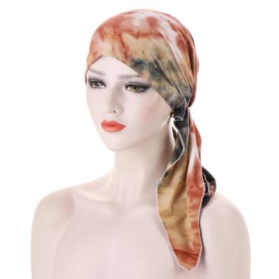 China The new new European and American ethnic tie dye curved floral scarf fashion winter hat warm for sale