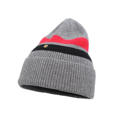 China COMMON Hearing Protection Wool Hat Striped Street Outdoor Cold Warm Winter Knitted Hat for sale