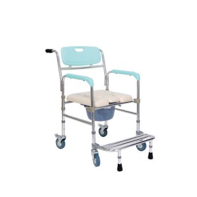 China Lightweight Aluminum Healthcare Commode Chair With Commode Pan for sale