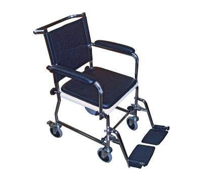 China Steel Healthcare Commode Wheelchair With Commode Pan for sale