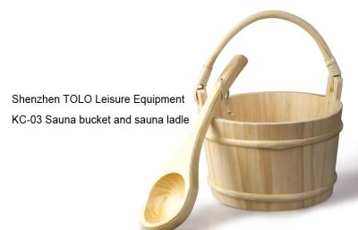 China wood sauna bucket Sauna Accessories Handcrafted Durable with ladle for sale