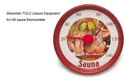 China Cartoon round metal thermometer red 13cm diameter for sauna room for sale