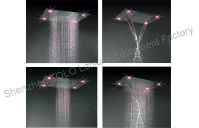 China Thin Stainless Steel Waterfall Shower Head , LED Light Ceiling Mounted Rain Shower Head for sale