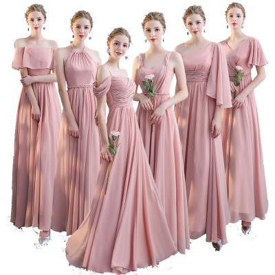 China Blue And Pink Right Shoulder Anti-Static Chiffon Attractiveness Bridesmaid Dress Models Plus Size Bridesmaid Dresses Wholesale for sale