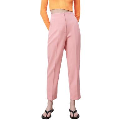 China Anti-wrinkle ZAR the same spring high waist women's long pants and new summer solid color simple straight tube wholesale for sale