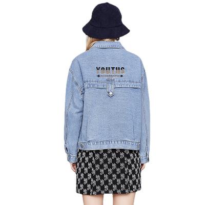 China 2021 Autumn New women's fashion casual loose classic Korean ladies Embroidered Denim Coat Anti-wrinkle small coat wholesale for sale