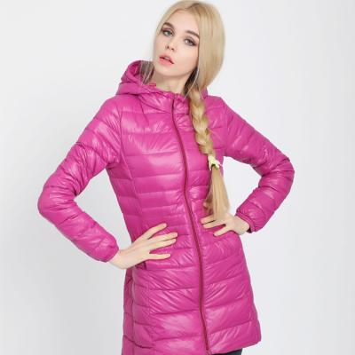 China 2021 New Winter Lightweight And Comfortable Windproof Down Hooded Jacket Mid Length Ladies Plus Size Casual Women's Coat for sale