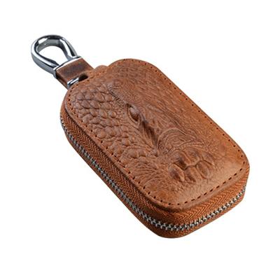 China Whip Genuine Leather Mini Leather Bag For Car Keys Key Case Zipper Pouch Bag Wallet Crocodile Grain Key Chain Holder Organizer for sale