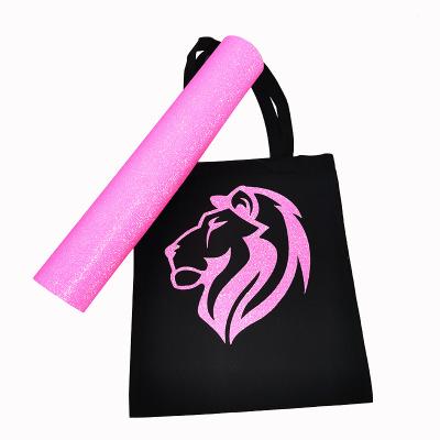 China Easy Peel Off Bright Pink Glitter Vinyl Film Rolls Heat Transfer Press Vinyl Paper For T-shirts for sale