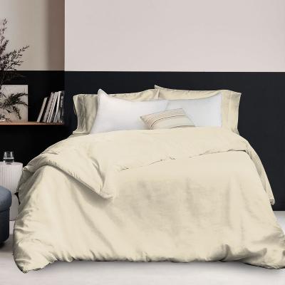 China Custom Super Cheap Soft Luxury Honeymoon Honeymoon Linen 100% Cotton Linen Bedding Viable 3pcs Bed Sets Duvet Cover Set for sale