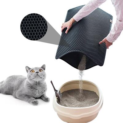 China Travel Quality EVA Pet Cat Litter Clean Mat Double Layer Litter Waterproof Bed PadsTrapping Cat Pets Trash Mat Cat Litt Mat for sale