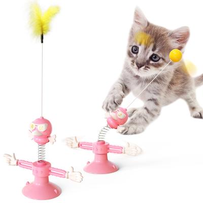 China Explosive Feather Cat Stick Cat Toy Funny Cat Turntable Windmill Toy Tumbler Viable Pet Products for sale