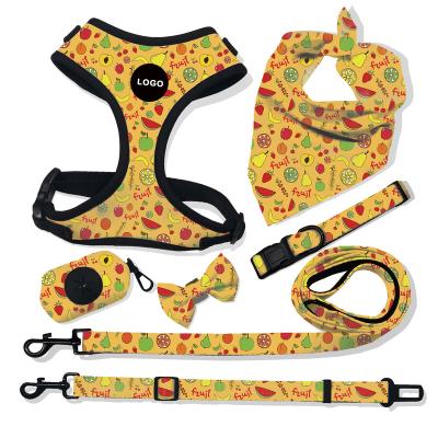 China 2021 New Style Luxury Custom Padded Dog Collar Pet Chest Harness Set Leads Leashes for sale