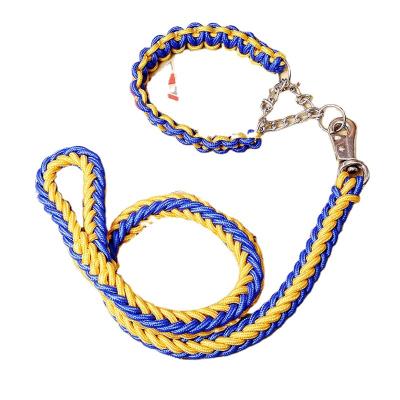 China Thoughtful Hot Sale Medium And Large Woven Dog Collar Eight-Strand P Traction Rope Set Chain Pet Leash for sale