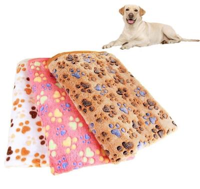 China Dog Travel Soft Accessories Coral Fleece & Warm Paw Pattern Dog Mattress Wholesale Dog Mattress Blanket for sale