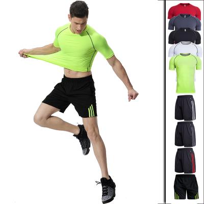 China Summer custom men's sports logo casual running men's breathable sportswear suit quick-drying breathable short-sleeved shorts for sale