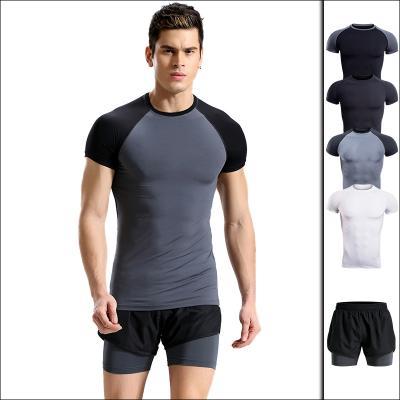 China 2021 Plus Size Sports Fitness Suit Breathable Shorts Sheath Gym Quick Dry Training Running Men's Yoga T-Shirt for sale