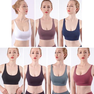 China New Breathable Quick-Dry Gathering Bra Yoga Suit Shockproof Fitness Running Adjustable Sports Yoga Bra for sale