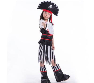 China Girls Pirate Costume Halloween Boutique Deluxe Cloth Babies Halloween Clothes Infant Ruffles Long Tops Pumpkin T-shirt Legging Pants Girls Set for sale